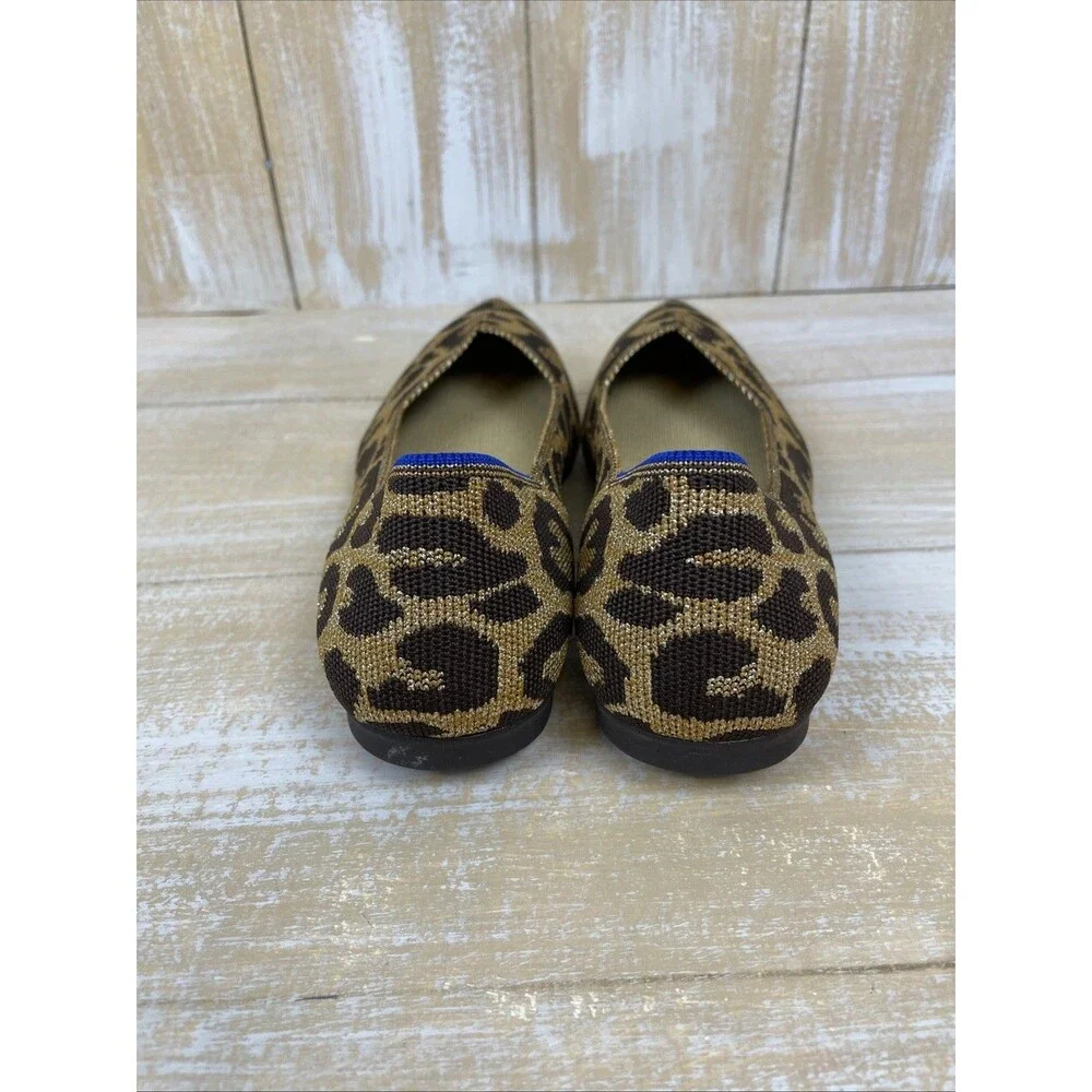 Rothy's The Point II Metallic Cat Leopard Print Slip On Flat Shoes Size 9.5 - Picture 6 of 10